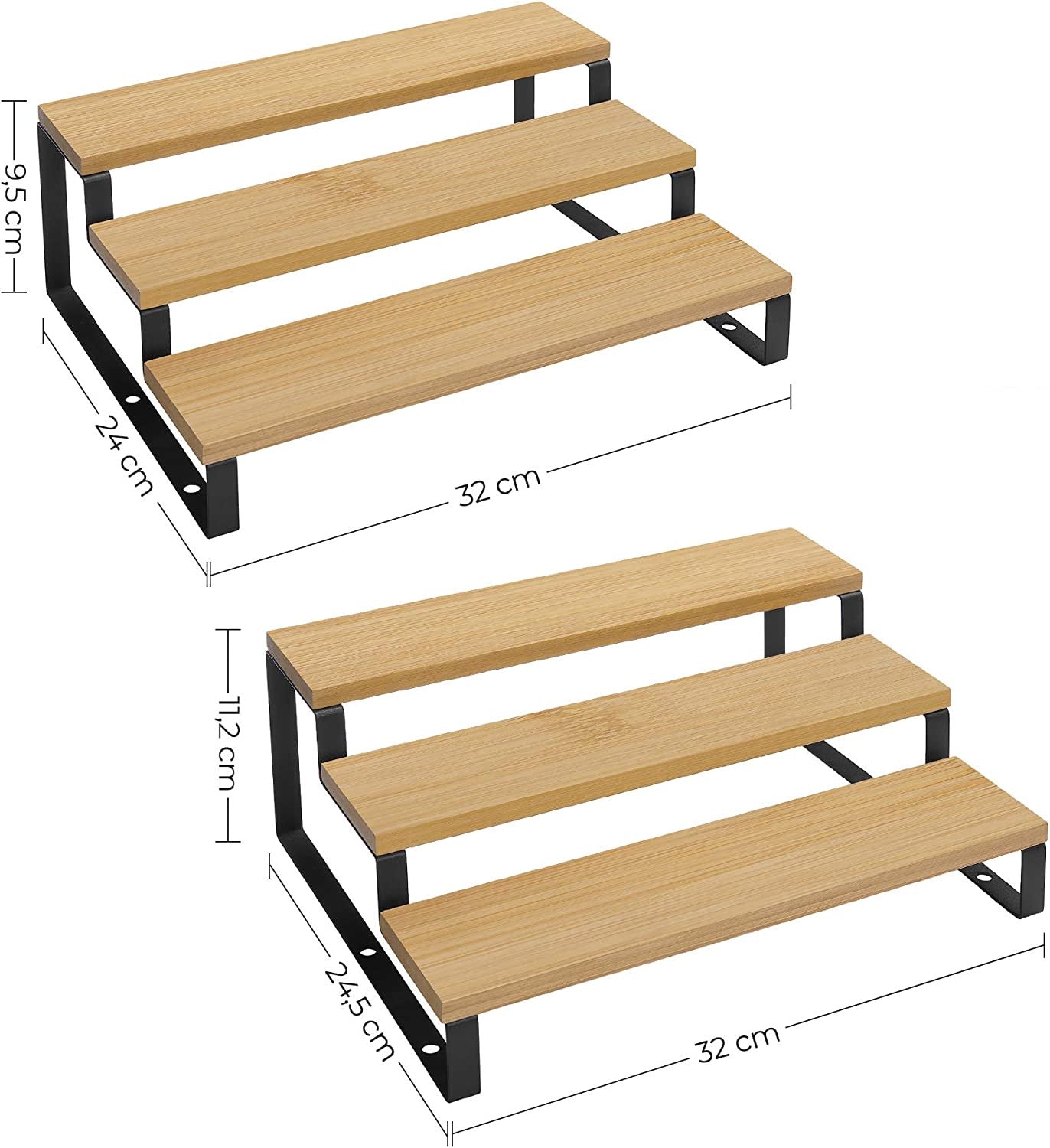 Suport Extensibil Din Bambus Pentru Condimente, Natur Si Negru, 32 Cm