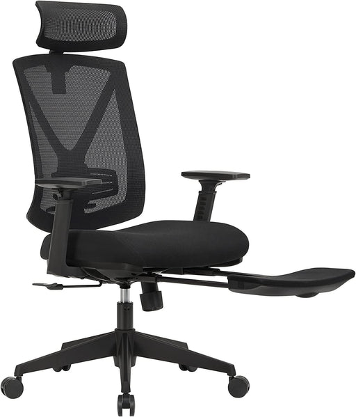 Scaun De Birou Ergonomic Cu Suport Pentru Picioare, Tetiera Si Cotiera Reglabile, Reglare Inaltime, Negru