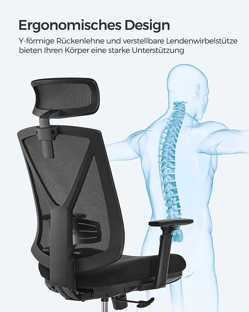 Scaun De Birou Ergonomic Cu Suport Pentru Picioare, Tetiera Si Cotiera Reglabile, Reglare Inaltime, Negru