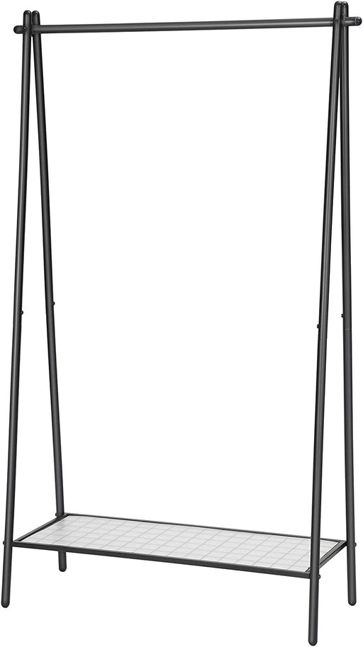 Suport Din Metal Cu Sina Pentru Haine, Negru Mat, 92.5 Cm