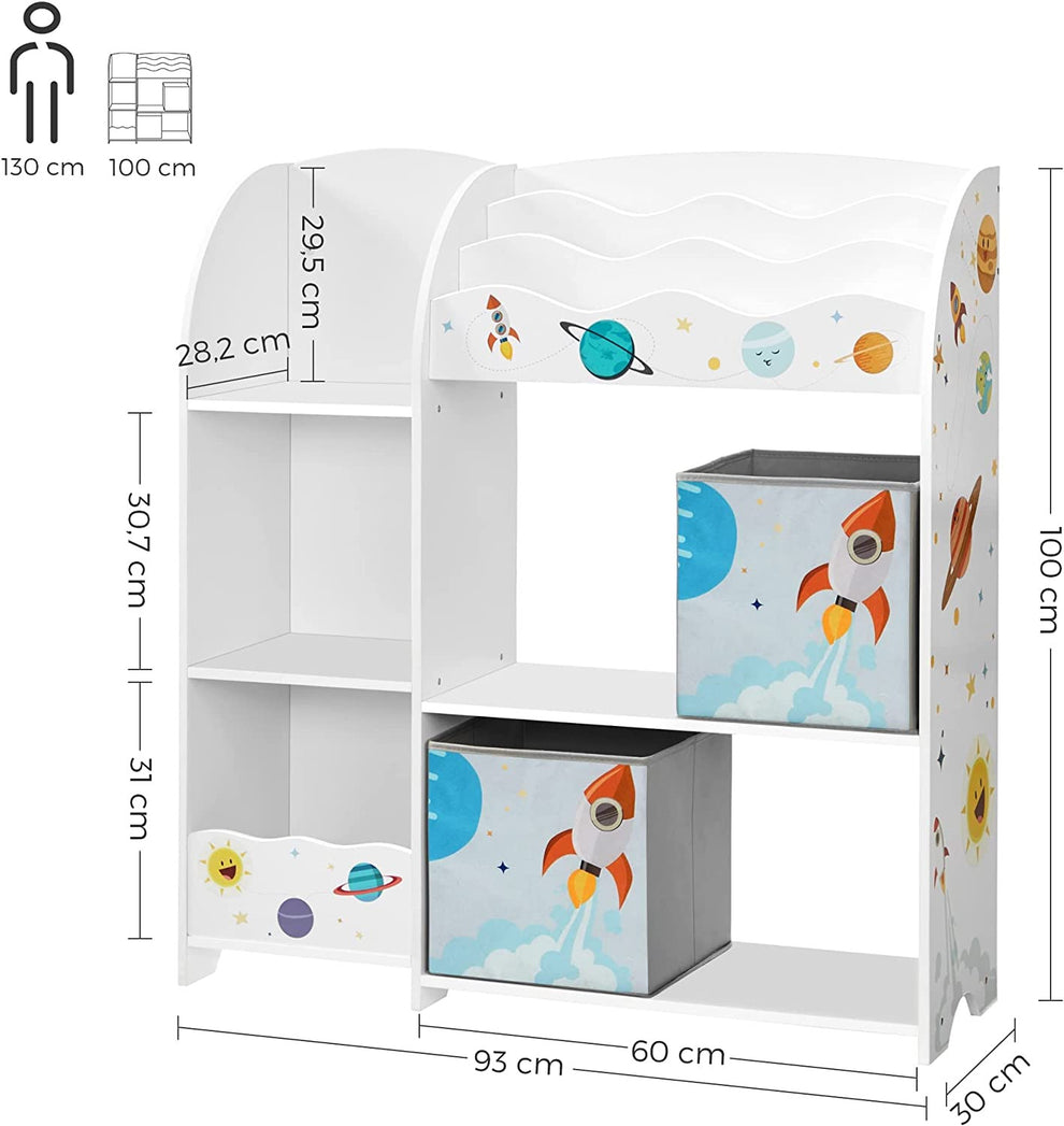 Organizator Pentru Copii, Cu 2 Cutii De Depozitare, Alb, 93 Cm