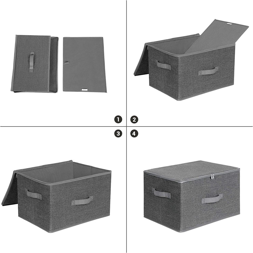 Cutii De Depozitare Cu Capace, Pliabile Cu Manere, Gri, 40 Cm