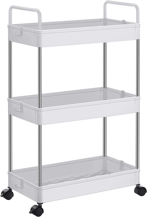 Carucior De Depozitare Pe Roti, Cu Manere, Cu 3 Niveluri, Alb, 40 Cm