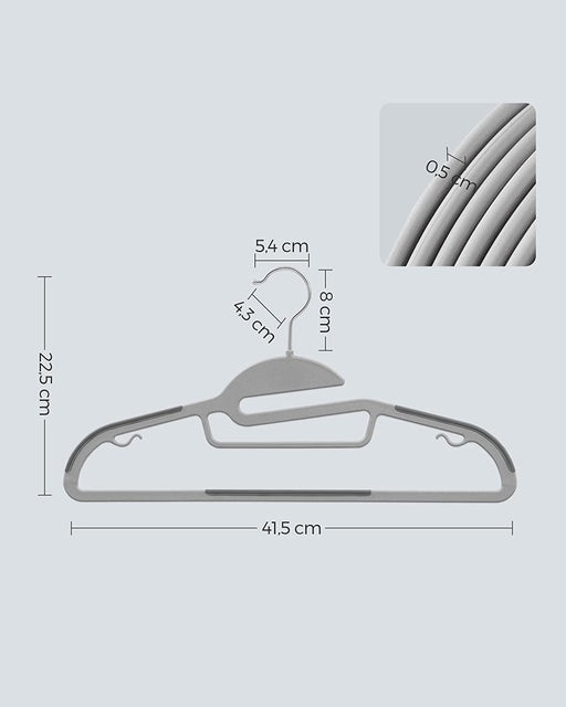 Set De 50 De Umerase Din Plastic, Gri Deschis Si Inchis, 41.5 Cm