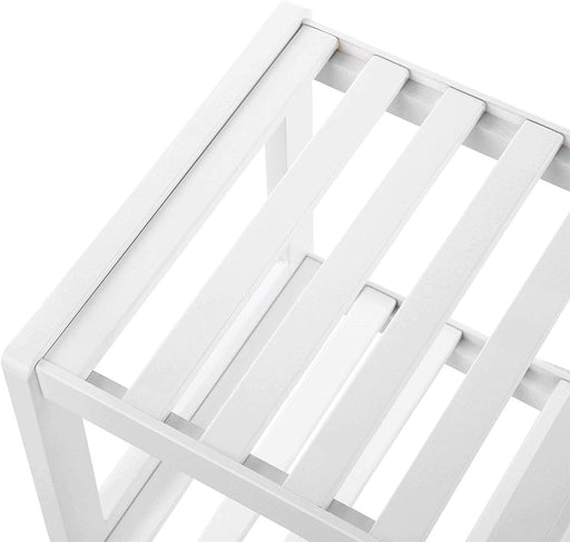 Raft Din Bambus Pentru Pantofi, Cu 2 Niveluri, Alb, 70 Cm
