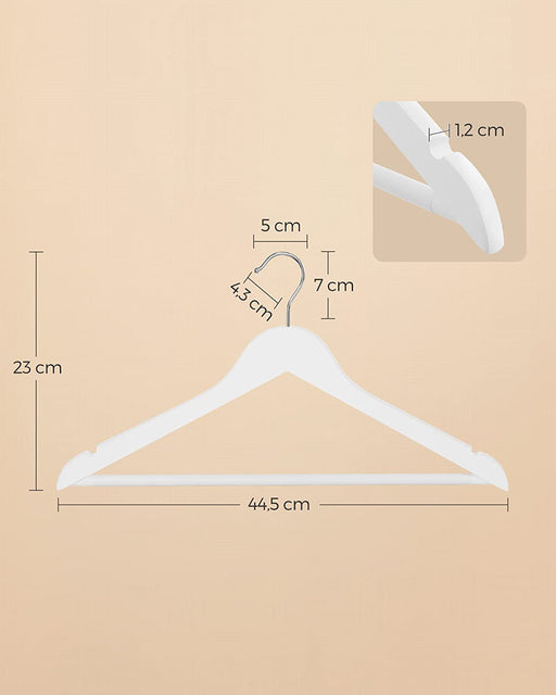 Set De 10 Umerase Din Lemn, Alb Si Argintiu, 44.5 Cm
