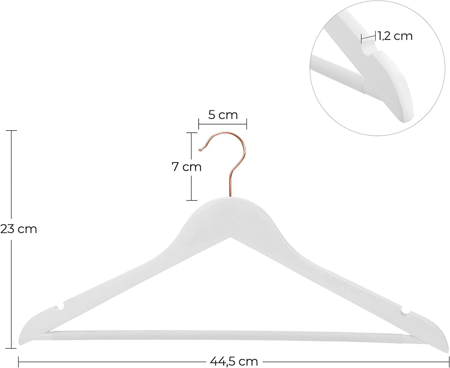 Set De 20 De Umerase Din Lemn Masiv, Alb Si Auriu Roz, 44.5 Cm