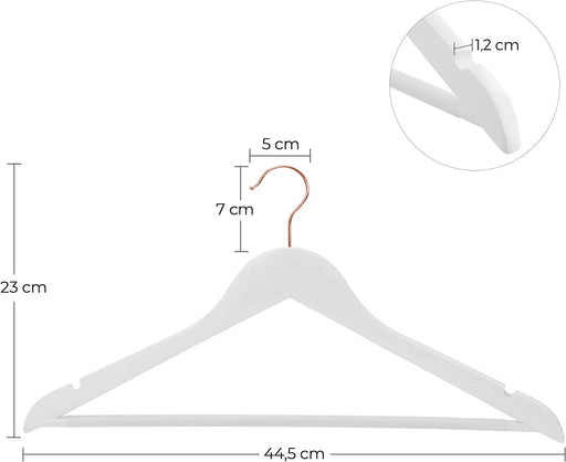 Set De 20 De Umerase Din Lemn Masiv, Alb Si Auriu Roz, 44.5 Cm