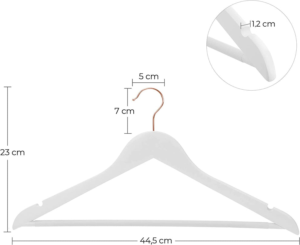 Set De 20 De Umerase Din Lemn Masiv, Alb Si Auriu Roz, 44.5 Cm