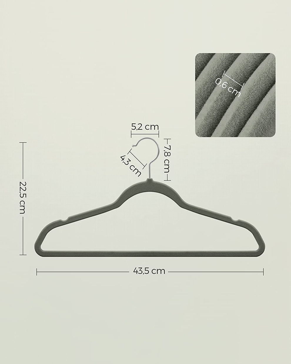 Set De 30 De Umerase Din Catifea, Gri, 43.5 Cm