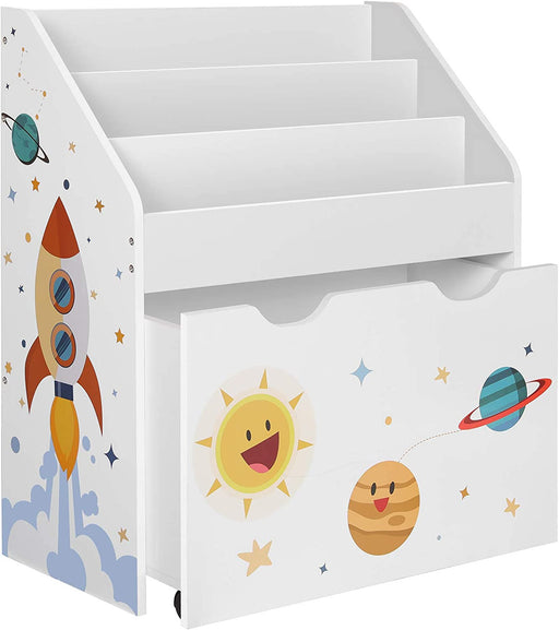 Organizator De Jucarii, Cu 3 Rafturi, Cu Roti, Multifunctional, Alb