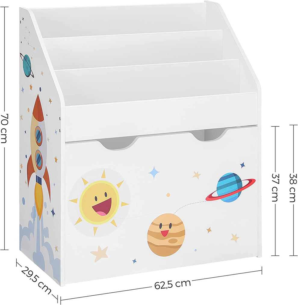 Organizator De Jucarii, Cu 3 Rafturi, Cu Roti, Multifunctional, Alb