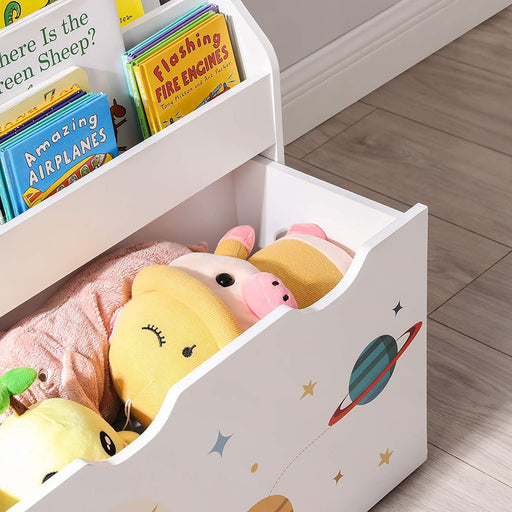 Organizator De Jucarii, Cu 3 Rafturi, Cu Roti, Multifunctional, Alb