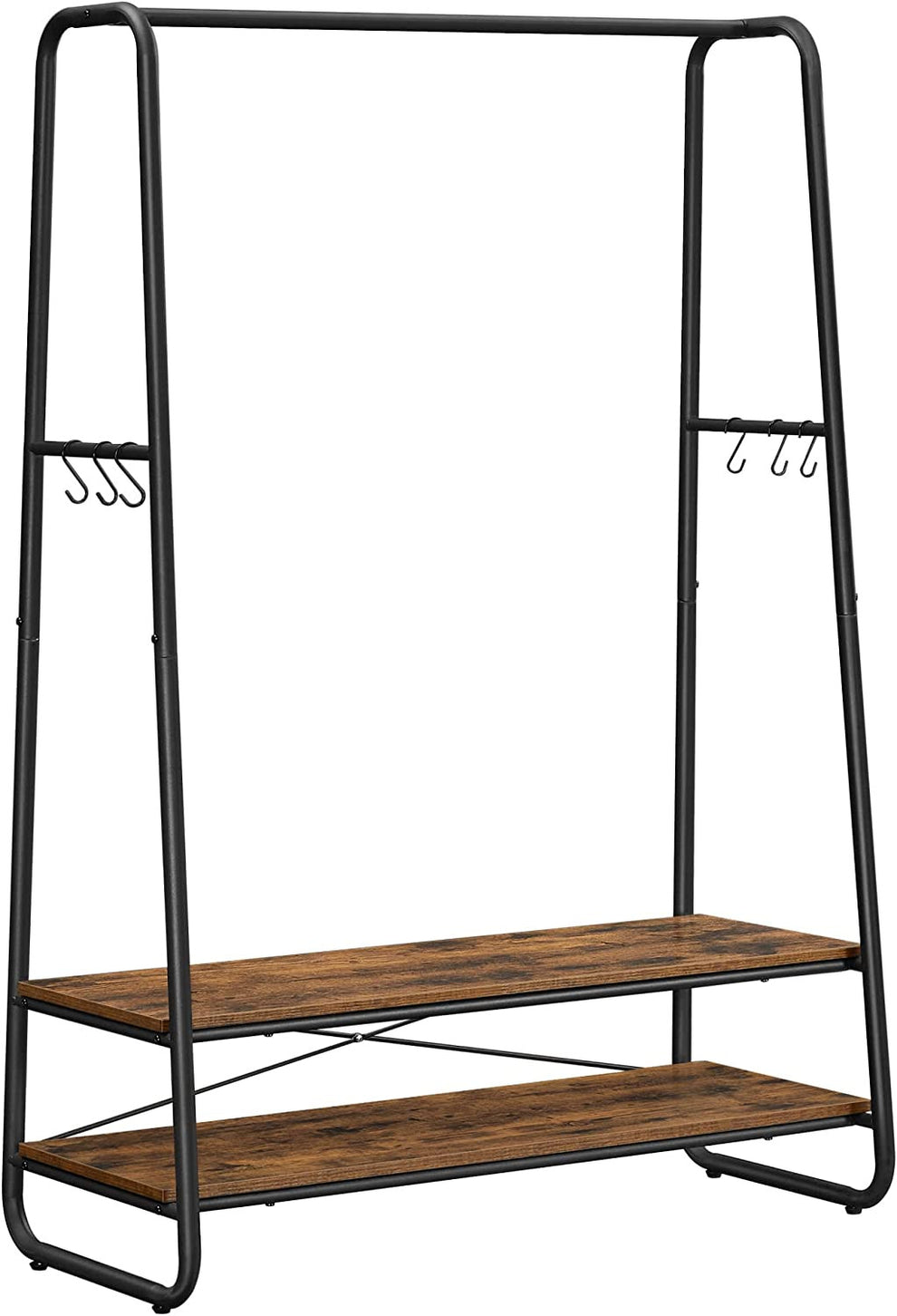 Suport Pentru Haine Cu 2 Rafturi, Maro Vintage Si Negru, 100 Cm