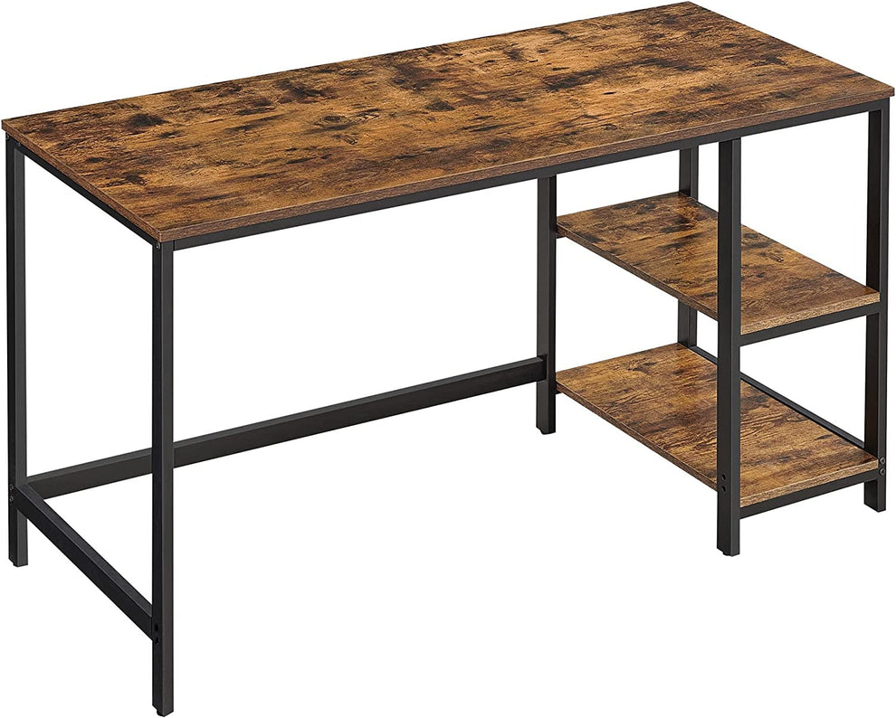 Birou Cu 2 Rafturi , Maro Rustic Si Negru, 140 X 60 Cm