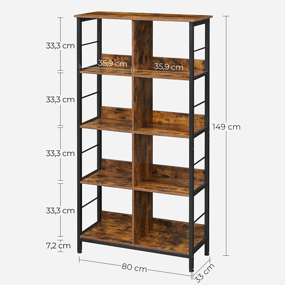 Raft Pentru Depozitare Cu 4 Etaje, Maro Rustic Si Negru, 80 Cm