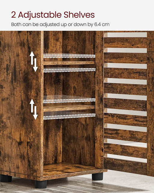 Dulap Inalt Pentru Baie, Cu 3 Compartimente Deschise Și 2 Rafturi Reglabile, Maro Rustic, 40 Cm