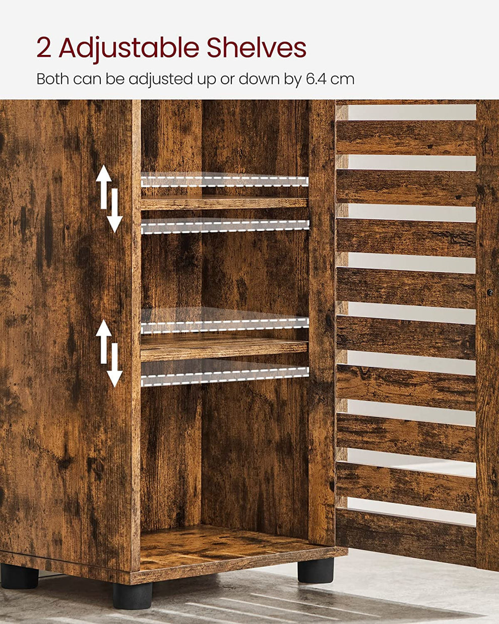 Dulap Inalt Pentru Baie, Cu 3 Compartimente Deschise Și 2 Rafturi Reglabile, Maro Rustic, 40 Cm