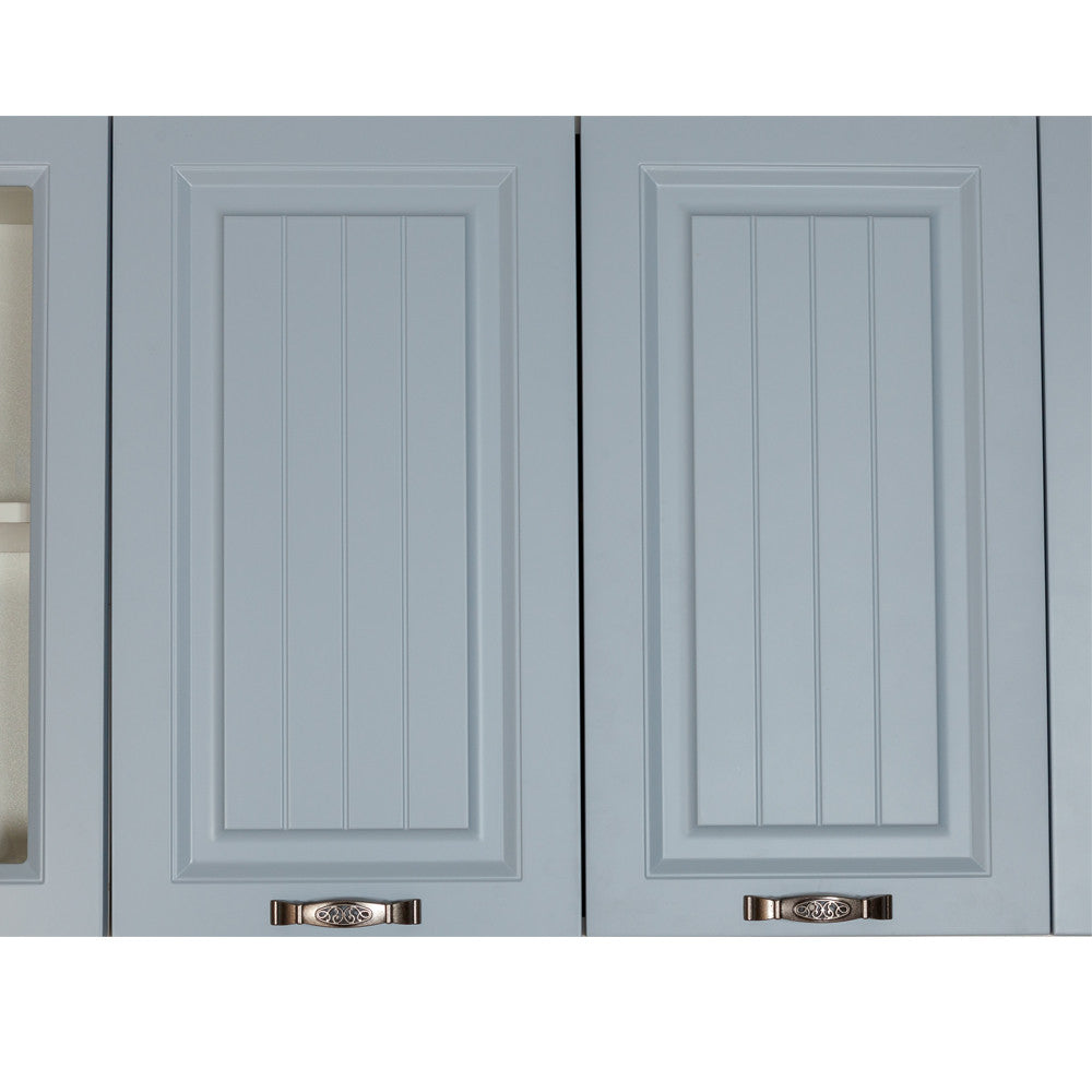 Bucatarie Malta Albastru Si Natur, Front Mdf Vopsit, 287 X 220 X 60 Cm