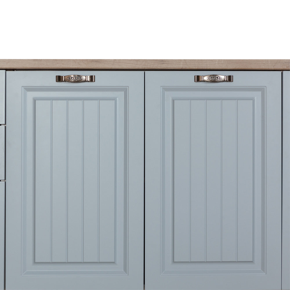Bucatarie Malta Albastru Si Natur, Front Mdf Vopsit, 287 X 220 X 60 Cm