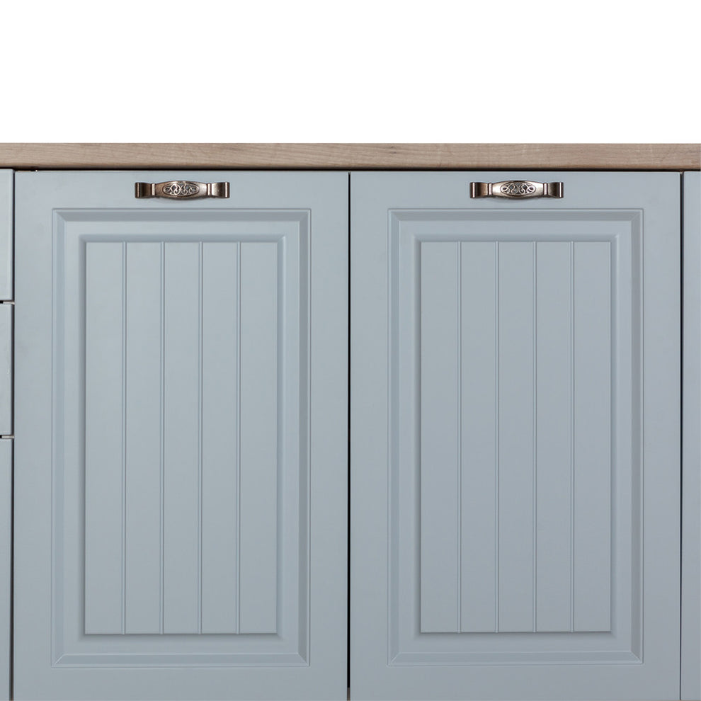 Bucatarie Malta Albastru Si Natur, Front Mdf Vopsit, 287 X 220 X 60 Cm