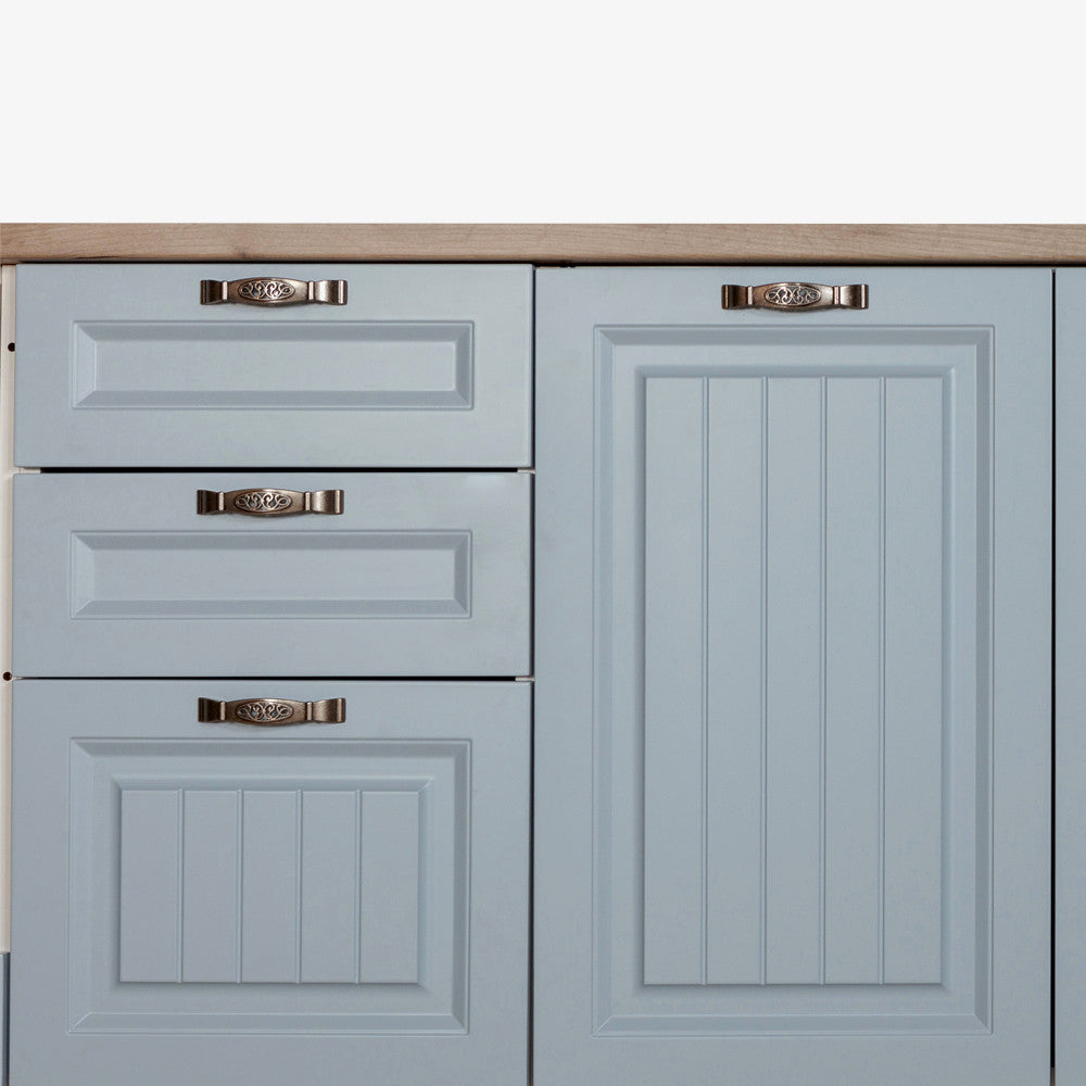 Bucatarie Malta Albastru Si Natur, Front Mdf Vopsit, 287 X 220 X 60 Cm