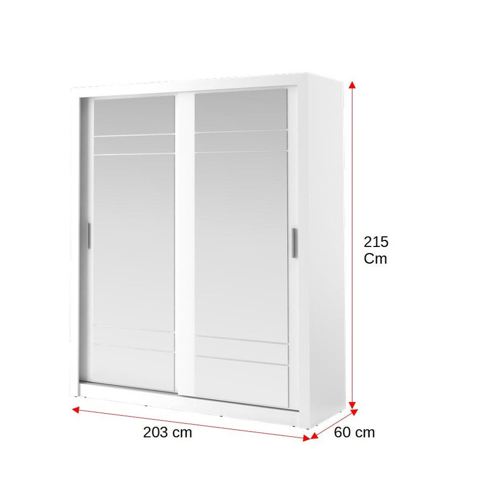 Dulap Martin Cu 2 Usi Cu Oglinzi, Alb, 203 Cm