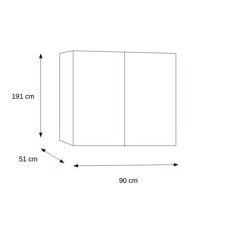 Dulap Fuji Cu 2 Usi, Alb Si Natur, 90 Cm