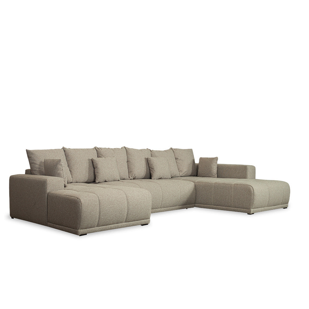 Coltar U Extensibil Otis Dreapta, 6 Locuri, Lada Depozitare, Bej, 357 Cm