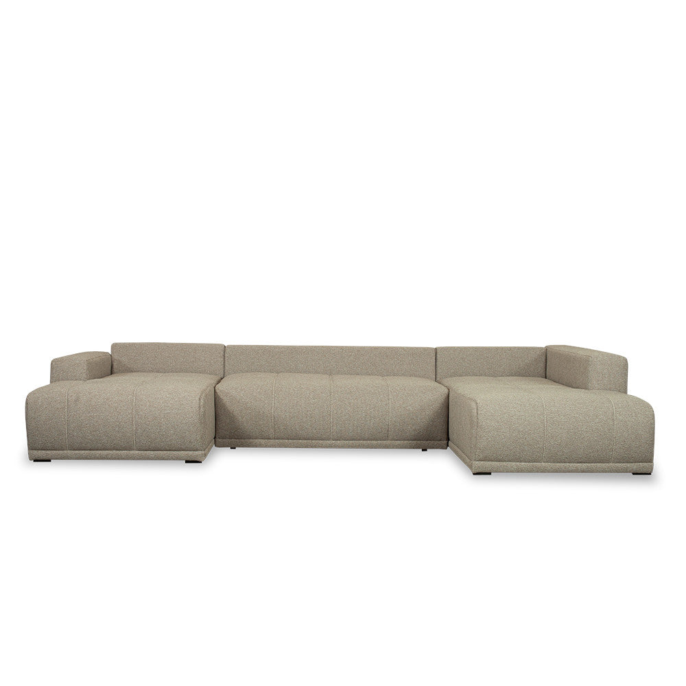 Coltar U Extensibil Otis Dreapta, 6 Locuri, Lada Depozitare, Bej, 357 Cm