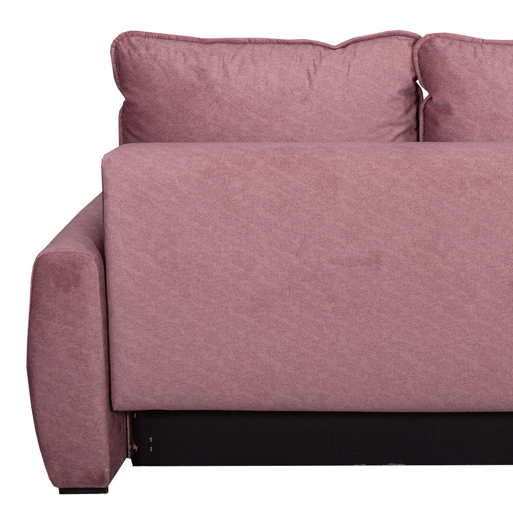 Canapea Extensibila Lea, 3 Locuri, Lada Depozitare, Roz, 225 Cm