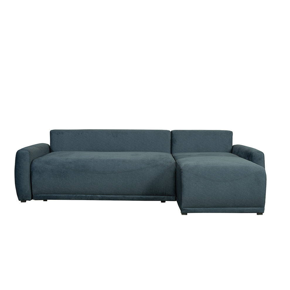 Coltar Extensibil Lea Interschimbabil Stanga/Dreapta, 5 Locuri, Lada Depozitare, Albastru, 256 Cm
