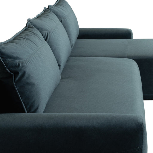 Coltar Extensibil Lea Interschimbabil Stanga/Dreapta, 5 Locuri, Lada Depozitare, Albastru, 256 Cm