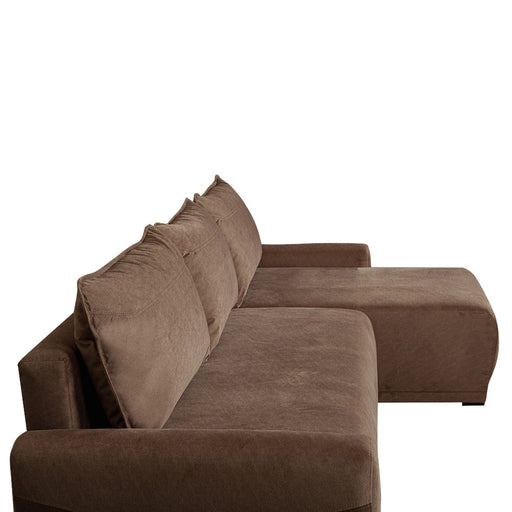 Coltar Extensibil Lea Interschimbabil Stanga/Dreapta, 5 Locuri, Lada Depozitare, Maro 256 Cm