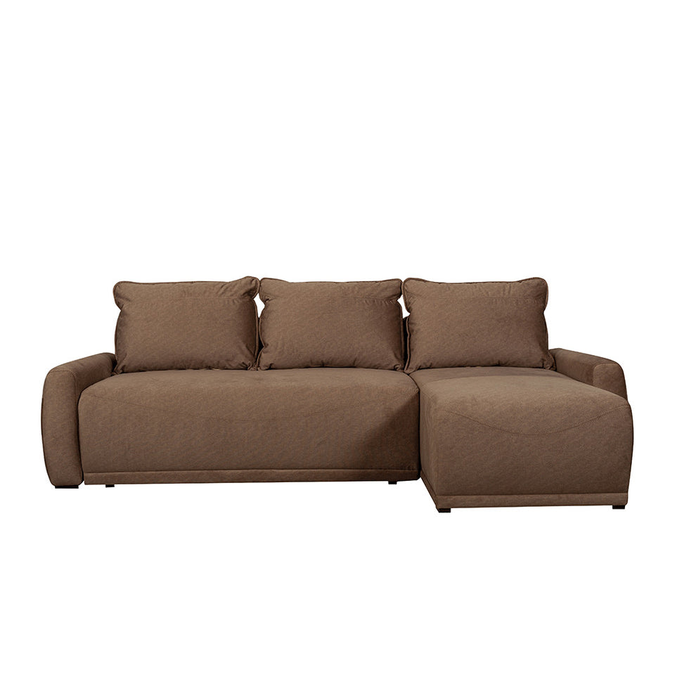 Coltar Extensibil Lea Interschimbabil Stanga/Dreapta, 5 Locuri, Lada Depozitare, Maro 256 Cm