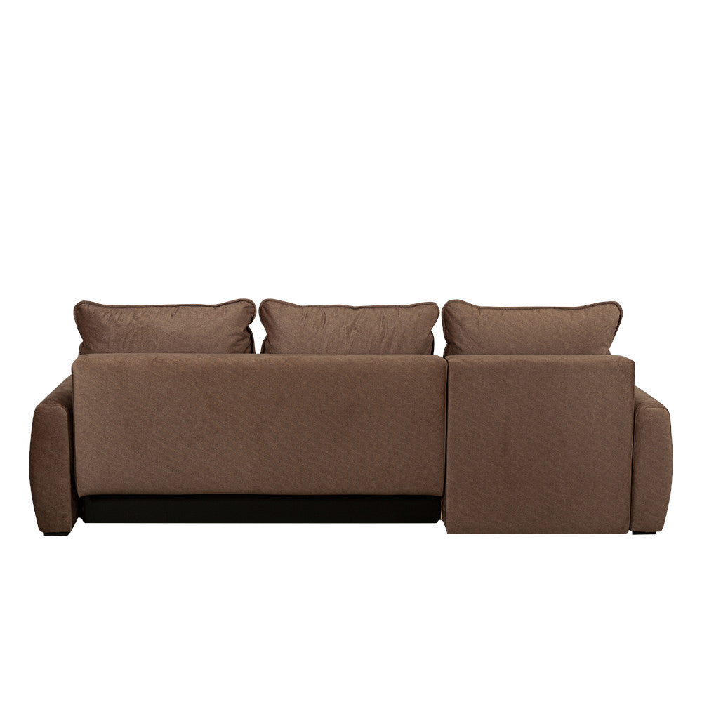 Coltar Extensibil Lea Interschimbabil Stanga/Dreapta, 5 Locuri, Lada Depozitare, Maro 256 Cm