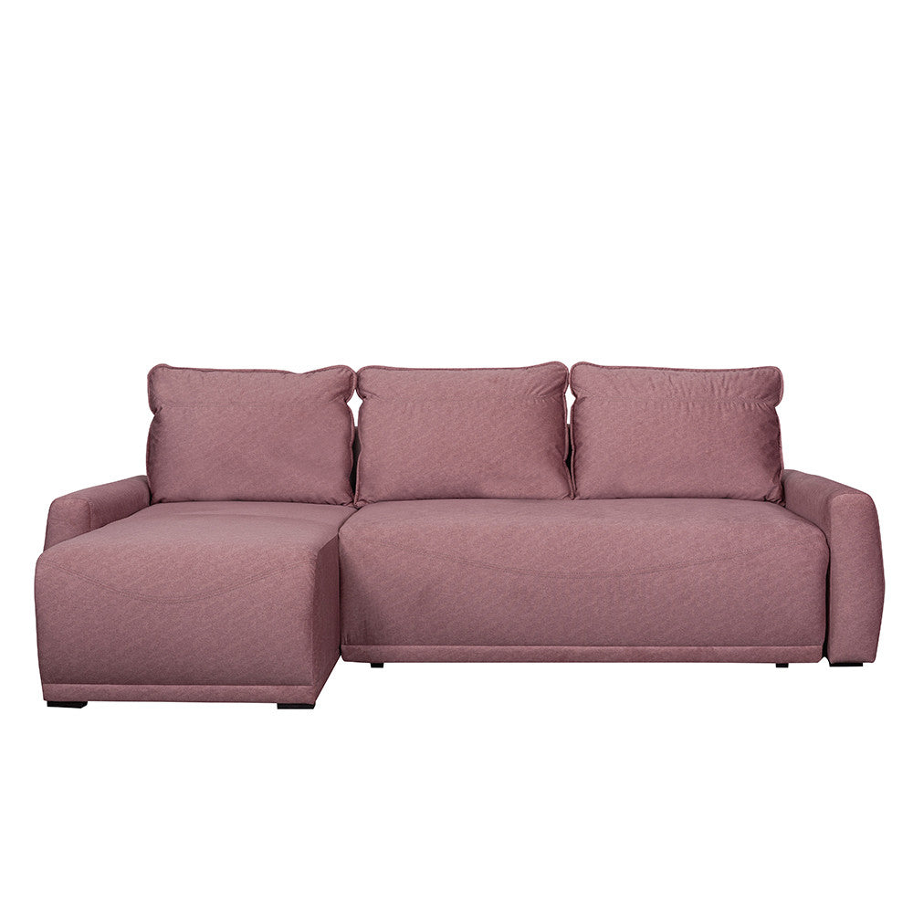 Coltar Extensibil Lea Interschimbabil Stanga/Dreapta, 5 Locuri, Lada Depozitare, Roz, 256 Cm