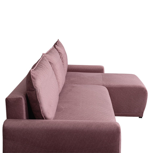 Coltar Extensibil Lea Interschimbabil Stanga/Dreapta, 5 Locuri, Lada Depozitare, Roz, 256 Cm