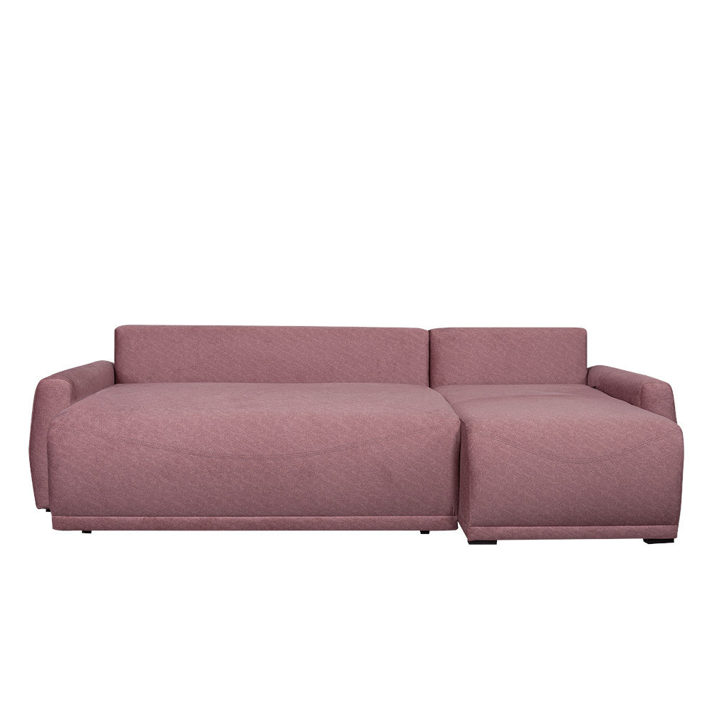 Coltar Extensibil Lea Interschimbabil Stanga/Dreapta, 5 Locuri, Lada Depozitare, Roz, 256 Cm