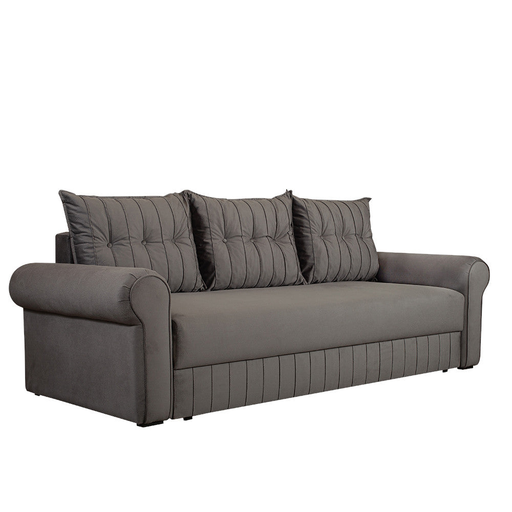 Canapea Extensibila Chic, 3 Locuri, Lada Depozitare, Gri, 242 Cm