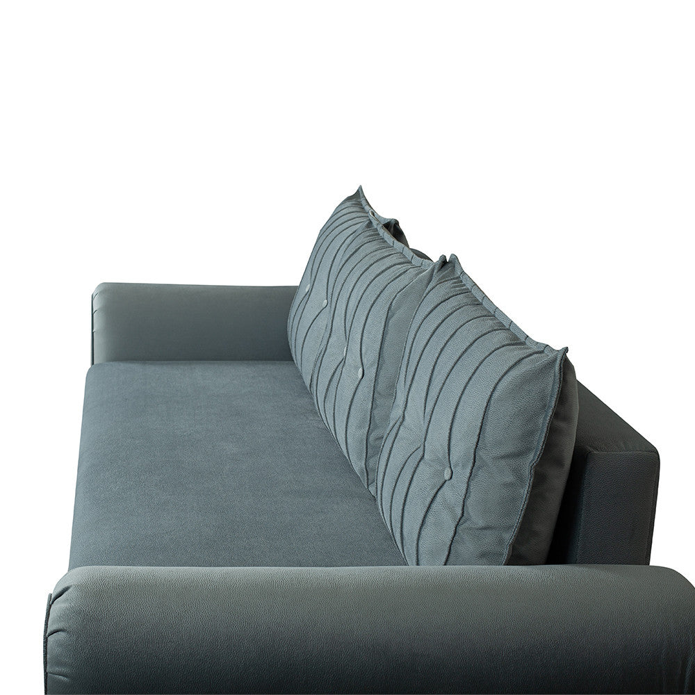 Canapea Extensibila Chic, 3 Locuri, Lada Depozitare, Albastru, 242 Cm