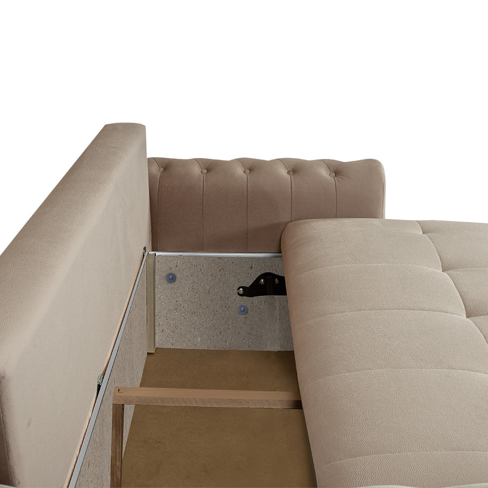 Canapea Extensibila Trendy, 3 Locuri, Lada Depozitare, Bej, 243 Cm