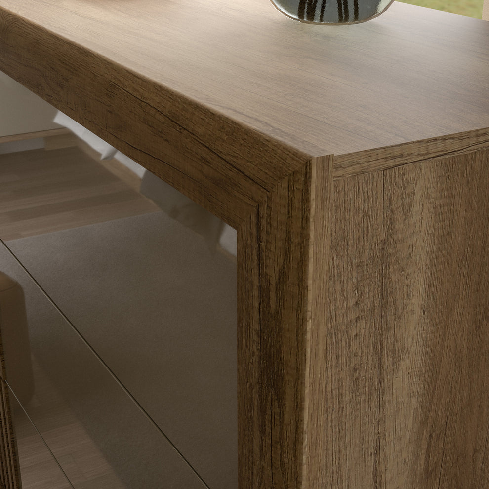Comoda Savanah Stejar Antic si Bej Lucios, 103 Cm