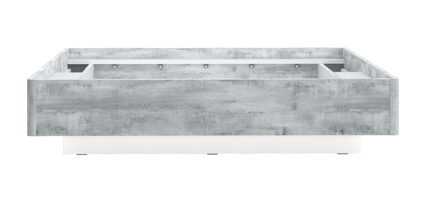 Pat Cu Tablie Buganvilla Dimensiune Saltea 140 x 190 Cm,  Alb, Gri vintage si Alb Lucios