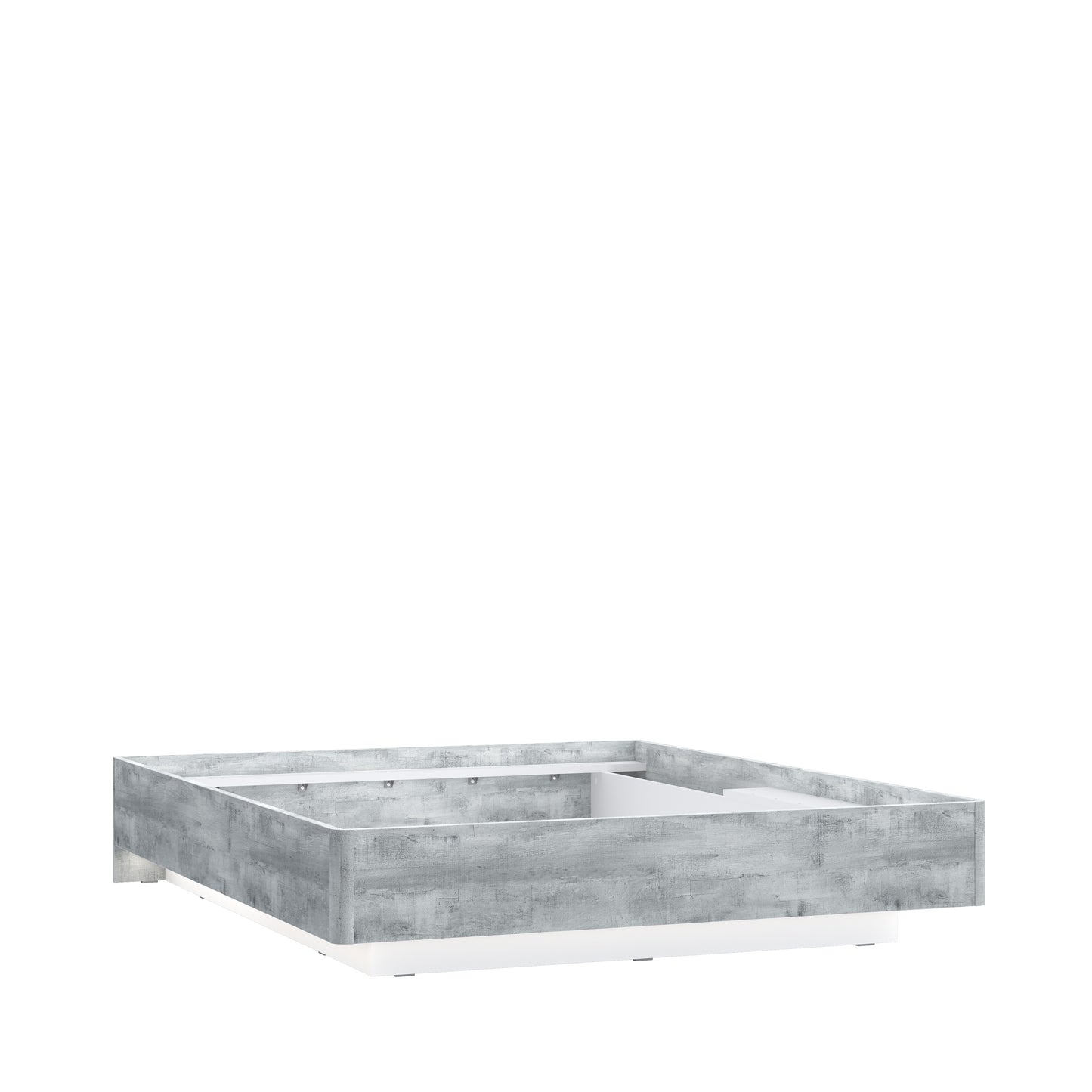 Pat Cu Tablie Buganvilla Dimensiune Saltea 140 x 190 Cm,  Alb, Gri vintage si Alb Lucios