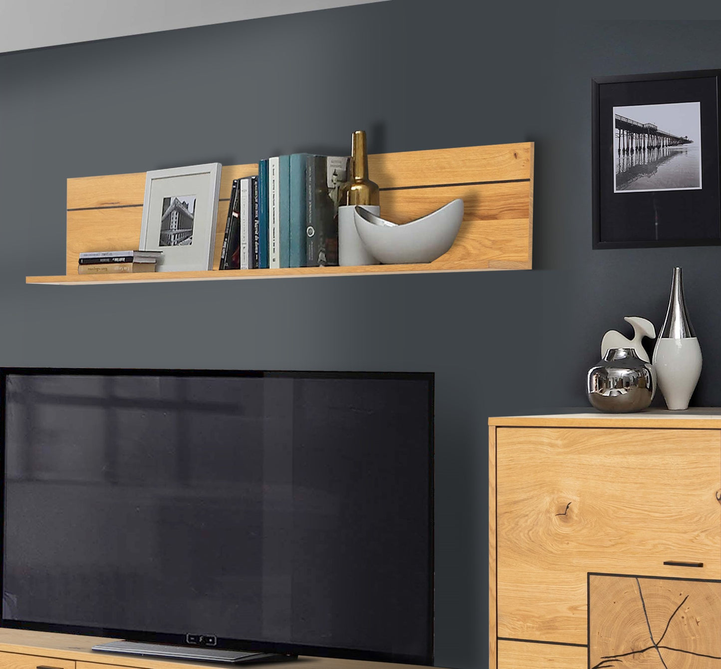 Polita Urbano Oak, Stejar Rustic Si Negru, 150 Cm