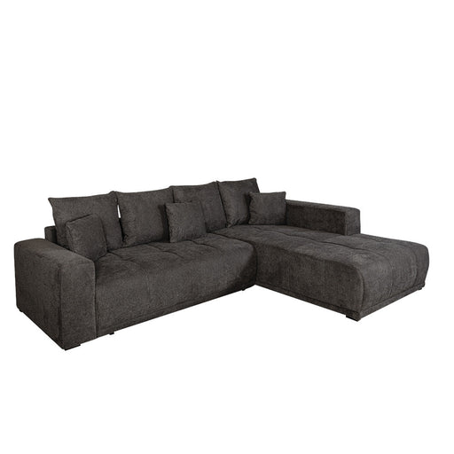 Coltar Extensibil Cu Otoman Dreapta Otis, 5 Locuri, Lada Depozitare, Gri Inchis, 280 Cm