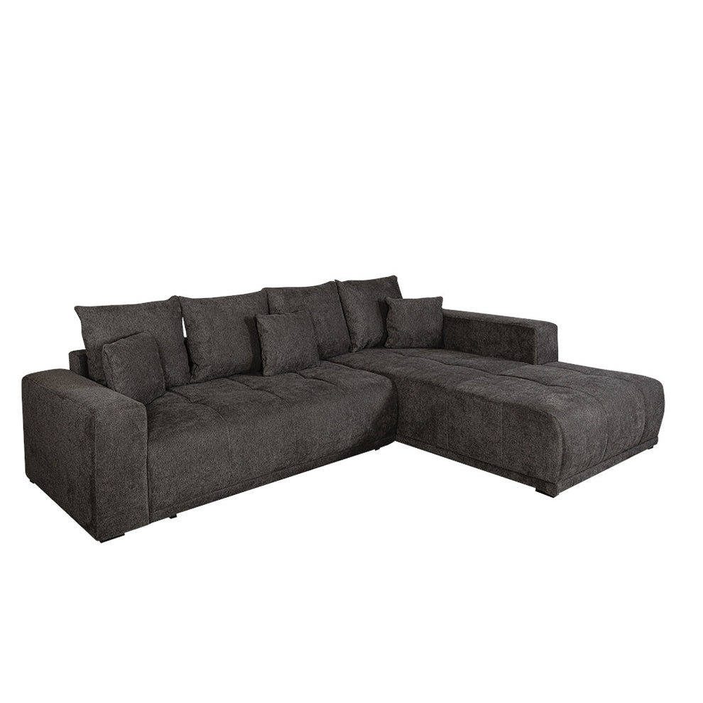 Coltar Extensibil Cu Otoman Dreapta Otis, 5 Locuri, Lada Depozitare, Gri Inchis, 280 Cm