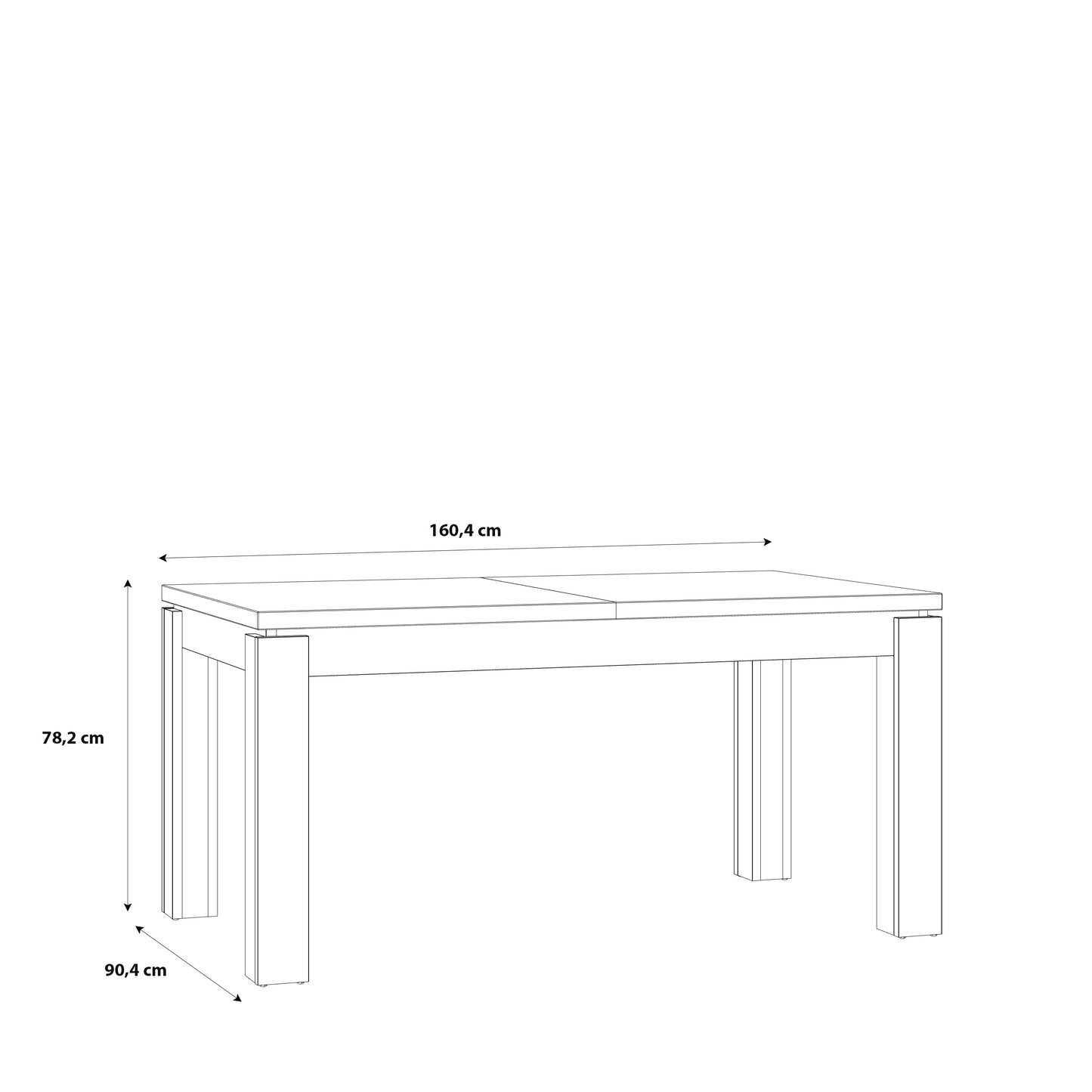 Masa Extensibila Kaszimiro, Stejar Waterford Si Negru, 180.4 x 78.2 x 90.4 Cm