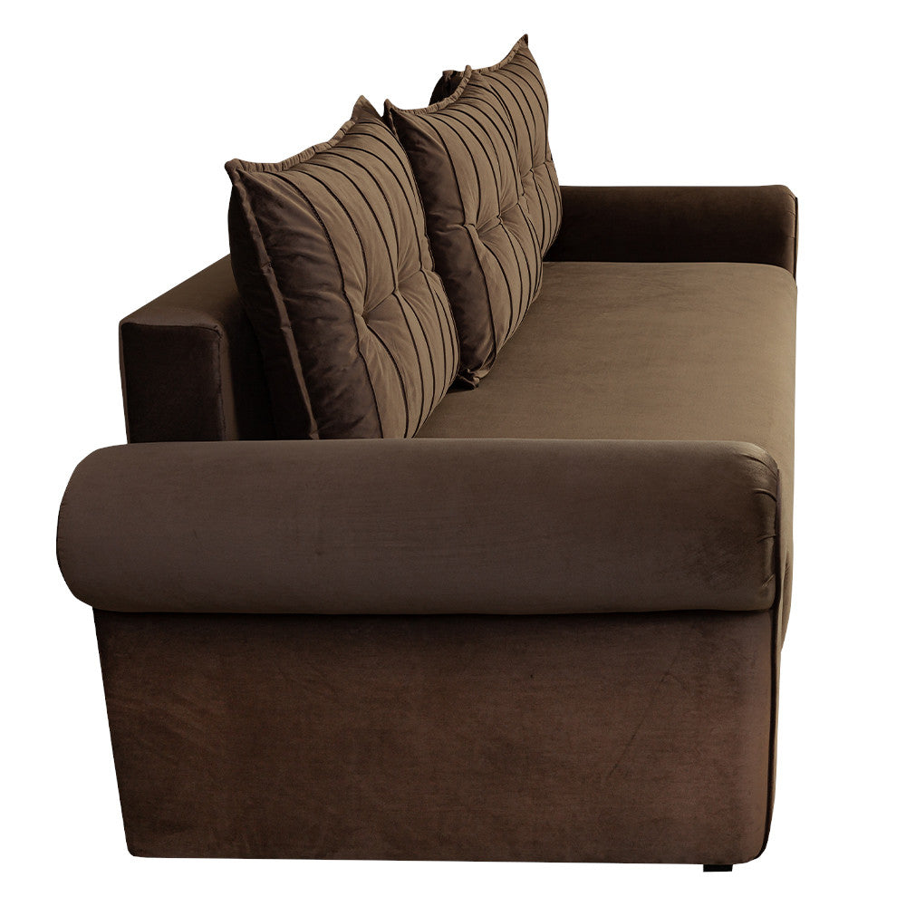 Canapea Extensibila Chic, 3 Locuri, Lada Depozitare, Maro, 242 Cm